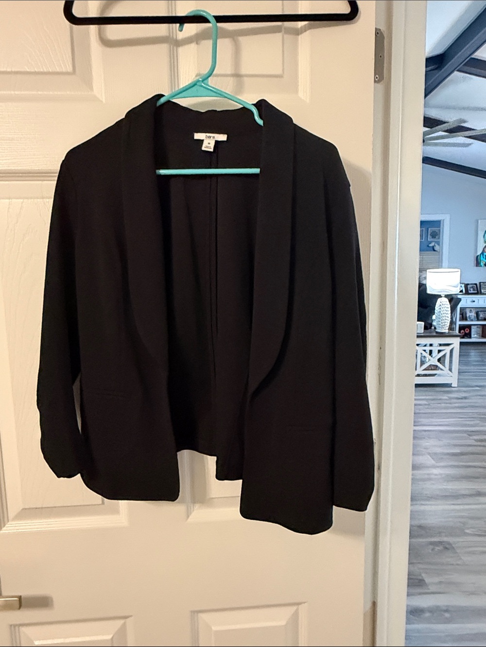 BarIII Black Open-Front Shawl Collar Cardigan